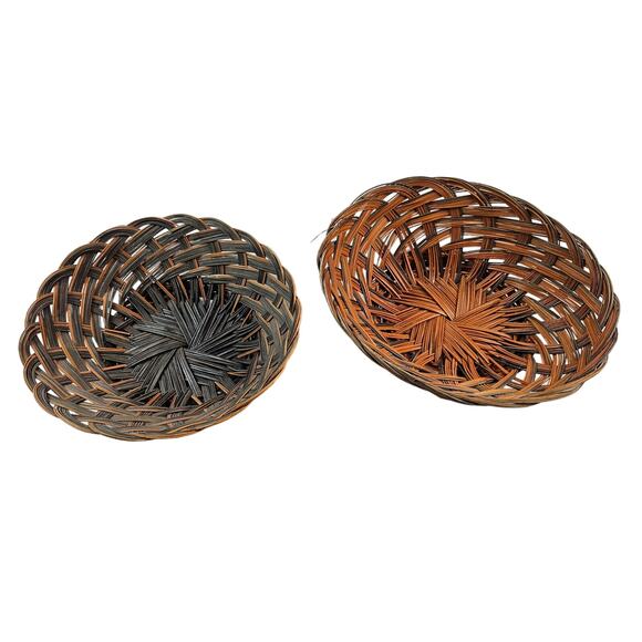 Lot of 2 vintage wicker baskets organization storage modern oval small / medium# - Picture 2 of 7